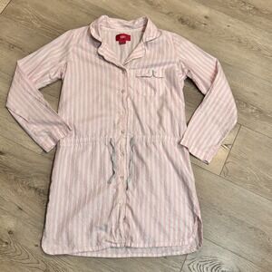 Victorias Secret‎ PJ Dress XS Xsmall Pink Stripe Shine Comfy Light Sleep Buttons